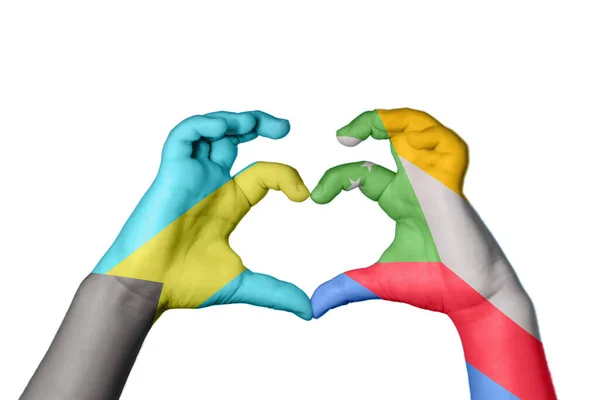 Μπαχάμες Κομορών Καρδιά Χέρι Χειρονομία Κάνοντας Καρδιά Ψαλίδισμα Μονοπάτι — Φωτογραφία Αρχείου