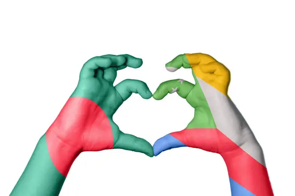 Μπαγκλαντές Κομορών Καρδιά Χέρι Χειρονομία Κάνοντας Καρδιά Ψαλίδισμα Μονοπάτι — Φωτογραφία Αρχείου