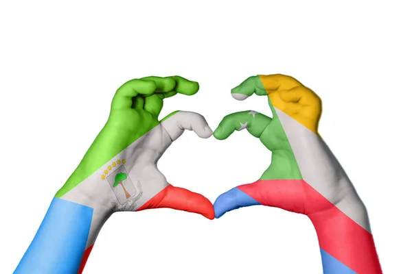 Equatorial Guinea Comoros Heart Hand Gesture Making Heart Clipping Path — Stock Photo, Image