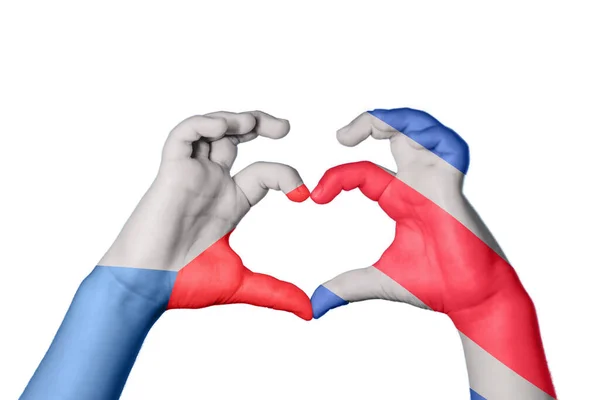 República Checa Costa Rica Coração Gesto Mão Fazendo Coração Clipping — Fotografia de Stock