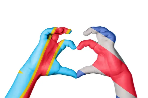 刚果民主共和国Costa Rica Heart Hand Gesture Making Heart Clipping Path — 图库照片