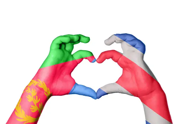 Eritrea Costa Rica Corazón Hacer Gesto Mano Del Corazón Recortar — Foto de Stock