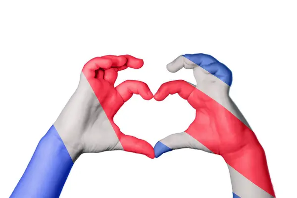 Frankrike Costa Rica Hjärta Hand Gest Att Göra Hjärta Klippning — Stockfoto
