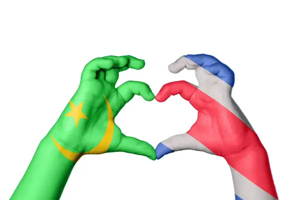 Mauritanië Costa Rica Hart Hand Gebaar Maken Hart Knippen Pad — Stockfoto