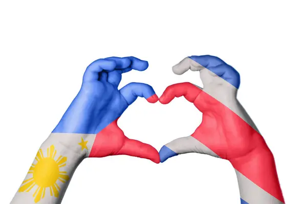 Philippines Costa Rica Heart Hand Gesture Making Heart Clipping Path — Stock Photo, Image