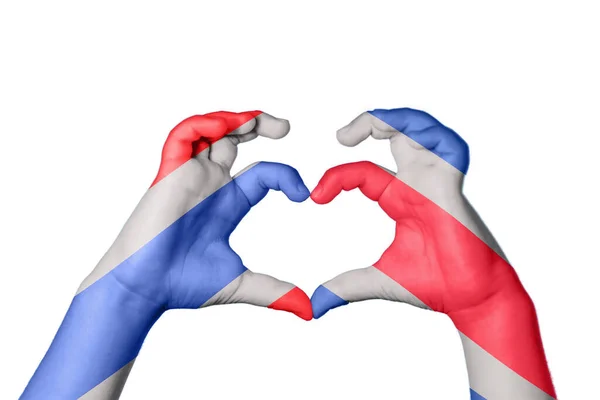 Thailand Costa Rica Heart Hand Gesture Making Heart Clipping Path — Stock Photo, Image