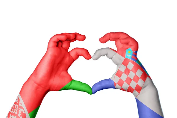 Belarus Hırvatistan Kalbi Hareketi Kalp Yapma Kırpma Yolu — Stok fotoğraf