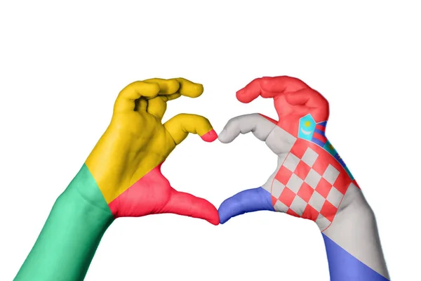 Benin Croatia Heart Hand Gesture Making Heart Clipping Path — Stock Photo, Image