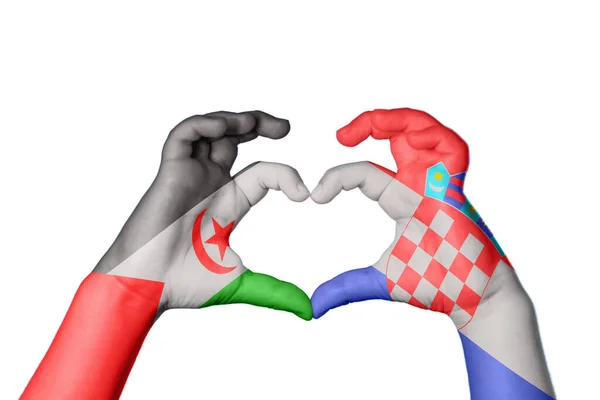 Sahrawi Arab Democratic Republic Croatia Heart Hand Gesture Making Heart — Stock Photo, Image