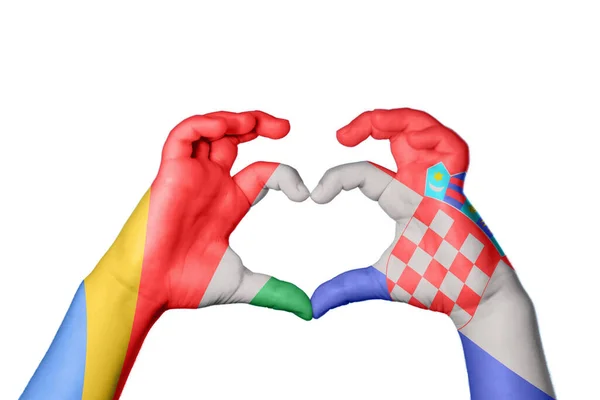 Σεϋχέλλες Κροατία Καρδιά Χειρονομία Χέρι Καθιστώντας Την Καρδιά Ψαλιδίζοντας Διαδρομή — Φωτογραφία Αρχείου