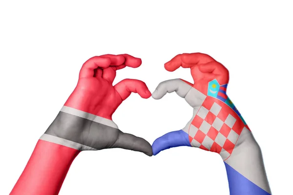 Trinidad Tobago Chorwacja Serce Ręczny Gest Serca Ścieżka Klipu — Zdjęcie stockowe