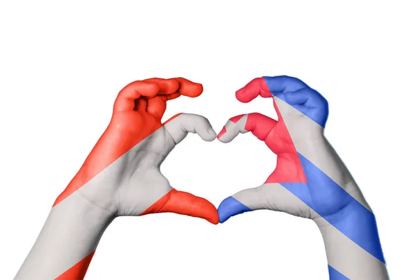 Áustria Cuba Coração Gesto Mão Que Faz Coração Clipping Path — Fotografia de Stock