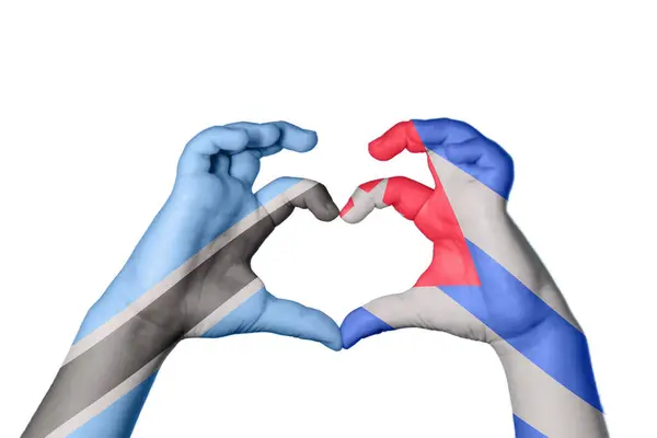 Botswana Cuba Heart Hand Gesture Making Heart Clipping Path — Stock Photo, Image