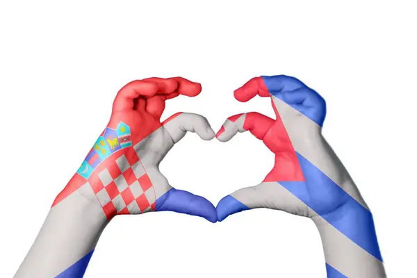 Chorwacja Kuba Serce Ręki Gestu Podejmowania Serca Ścieżka Clipping — Zdjęcie stockowe
