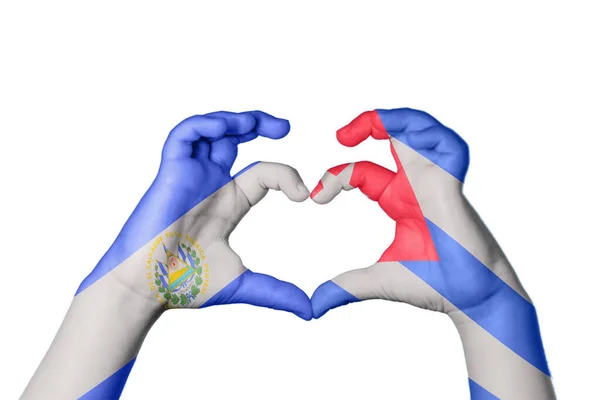 Σαλβαδόρ Κούβα Καρδιά Χέρι Χειρονομία Κάνοντας Καρδιά Ψαλίδισμα Μονοπάτι — Φωτογραφία Αρχείου
