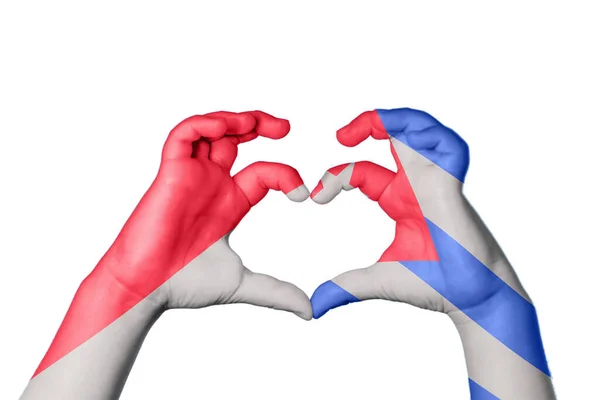 Indonesien Kuba Hjärta Hand Gest Att Göra Hjärta Klippning Väg — Stockfoto