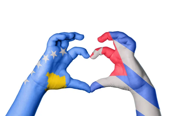 Kosovo Cuba Heart Hand Gesture Making Heart Clipping Path — Stock Photo, Image