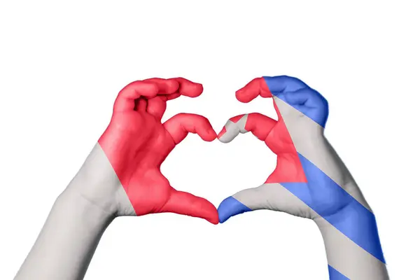 Malta Cuba Heart Ruční Gesto Tvorby Srdce Ořezávání Cesta — Stock fotografie