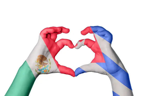 Mexico Cuba Heart Hand Gesture Making Heart Clipping Path — Stock Photo, Image