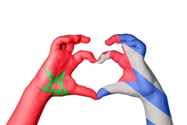 Maroko Kuba Srdce Ruční Gesto Tvorby Srdce Ořezávání Stezka — Stock fotografie