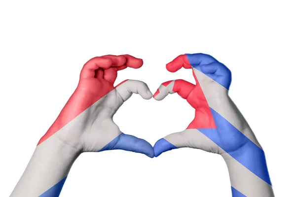 Holanda Cuba Coração Gesto Mão Fazendo Coração Clipping Path — Fotografia de Stock