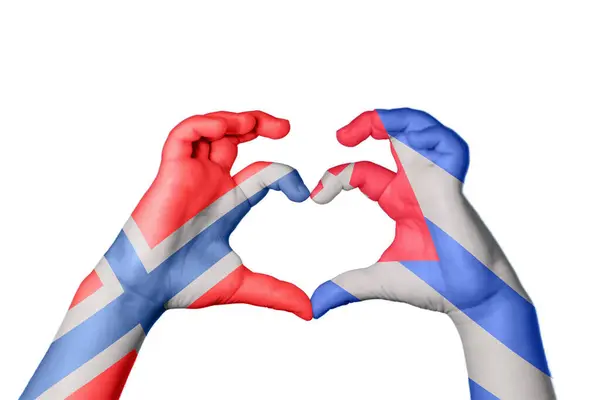 Норвегия Куба Сердце Жест Делающий Сердце Отрезание Пути — стоковое фото