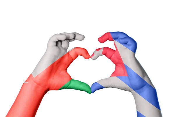 Oman Kuba Hjärta Hand Gest Att Göra Hjärta Klippning Väg — Stockfoto
