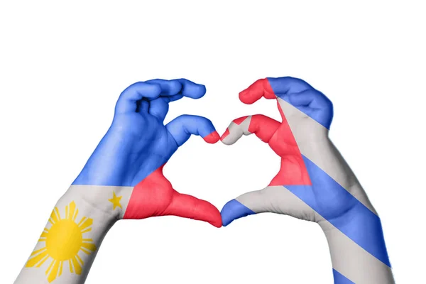 Φιλιππίνες Κούβα Καρδιά Χέρι Χειρονομία Κάνοντας Καρδιά Ψαλίδισμα Μονοπάτι — Φωτογραφία Αρχείου