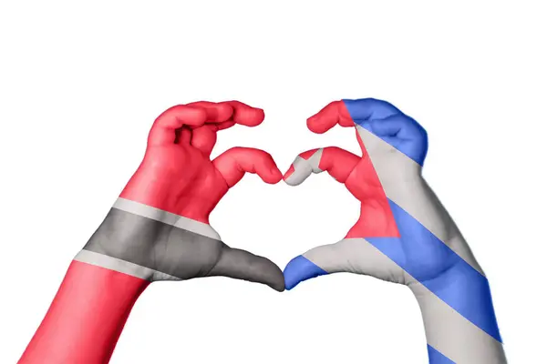 Trinidad Och Tobago Kuba Hjärta Hand Gest Att Göra Hjärta — Stockfoto