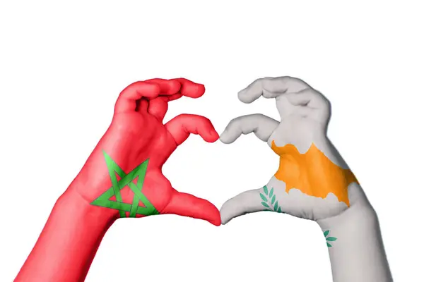 Marokko Zypern Herz Handbewegung Die Herz Macht Clipping Path — Stockfoto
