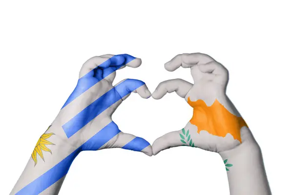 Uruguay Zypern Herz Handgeste Macht Herz Clipping Path — Stockfoto
