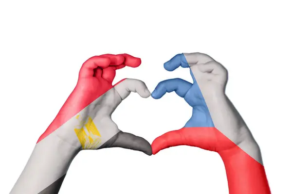 Egypt Czech Republic Heart Hand Gesture Making Heart Clipping Path — Stock Photo, Image