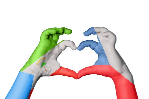 Äquatorialguinea Tschechische Republik Herz Handbewegung Die Herz Macht Clipping Path — Stockfoto