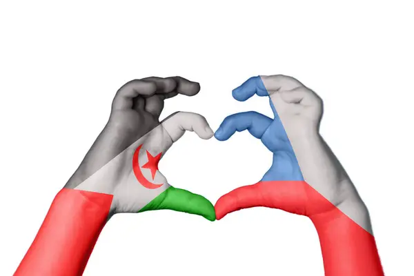 Сахраві Арабська Демократична Республіка Чехія Серце Жест Рук Робить Серце — стокове фото