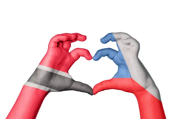 Trinidad Och Tobago Tjeckien Hjärta Hand Gest Att Göra Hjärta — Stockfoto