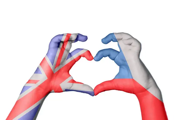 Reino Unido República Checa Coração Gesto Mão Fazendo Coração Clipping — Fotografia de Stock