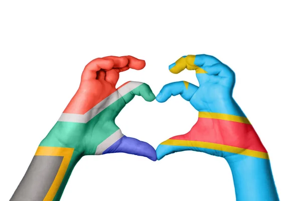 Dél Afrika Kongói Demokratikus Köztársaság Szív Kézmozdulatok Készítése Szív Vágási — Stock Fotó