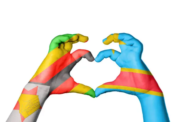 Zimbabue República Democrática Del Congo Corazón Hacer Gestos Corazón Recortar — Foto de Stock