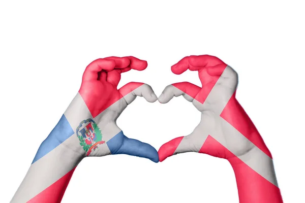 Домініканська Республіка Данія Серце Жест Рук Робить Серце Відсічний Контур — стокове фото