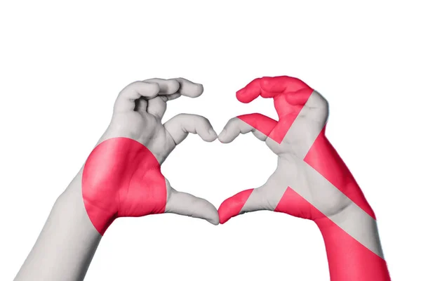 Ιαπωνία Δανία Καρδιά Χειρονομία Χέρι Καθιστώντας Την Καρδιά Ψαλιδίζοντας Διαδρομή — Φωτογραφία Αρχείου