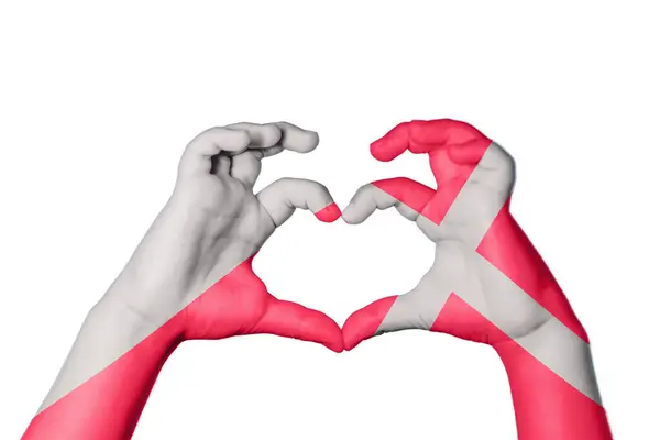Polsko Dánsko Srdce Ruční Gesto Dělat Srdce Ořezávání Stezka — Stock fotografie