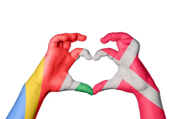 Seychelles Dinamarca Coração Mão Gesto Fazendo Coração Clipping Path — Fotografia de Stock