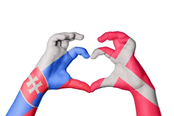 Словакия Дания Сердце Жест Делающий Сердце Отрезание Пути — стоковое фото