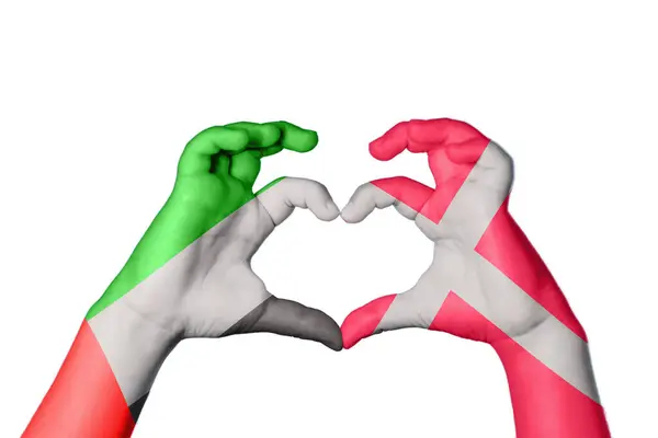 Zjednoczone Emiraty Arabskie Dania Serce Gest Ręczny Serca Ścieżka Klipu — Zdjęcie stockowe
