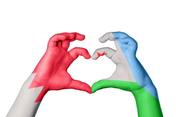 Bahrajn Dżibuti Serce Ręczny Gest Serca Ścieżka Przecinania — Zdjęcie stockowe