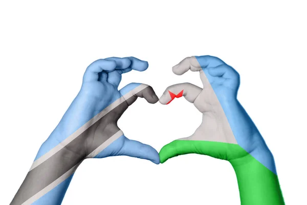 博茨瓦纳Djibouti Heart Hand Gesture Making Heart Clipping Path — 图库照片