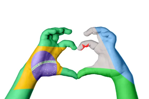 Brasilien Dschibuti Herz Handbewegung Die Herz Macht Clipping Path — Stockfoto