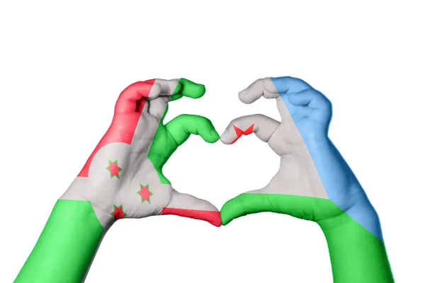 Burundi Djibouti Heart Hand Gesture Making Heart Clipping Path — Stock Photo, Image
