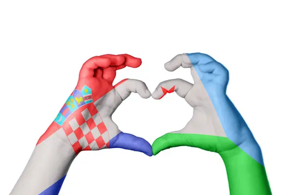 Chorwacja Dżibuti Serce Ręczny Gest Serca Ścieżka Klipu — Zdjęcie stockowe
