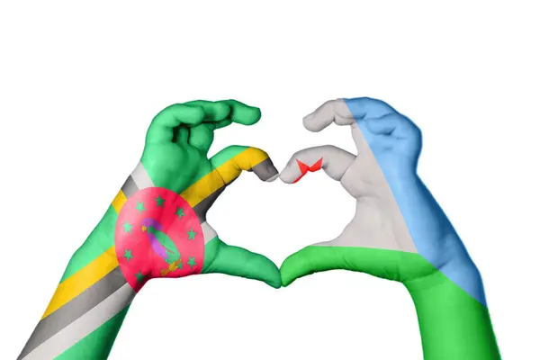 Dominica Dzsibuti Szív Kézmozdulat Készítés Szív Nyírás — Stock Fotó